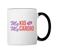 Spreadshirt Cadeau Fête des Mères Humour Drôle My Kid Is My Cardio Mug Bicolore, taille unique, blanc/noir