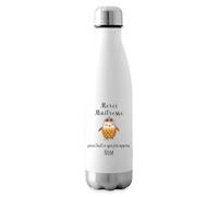 Spreadshirt Cadeau Merci Maîtresse Personnalisable Fin d’Année Personnalisé Bouteille Isotherme, 500 ml, blanc