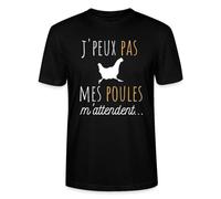 Spreadshirt Cadeau Original pour Jardinier avec Poules/Départ Retraite Humoristique T Shirt Homme Bio, L, Noir