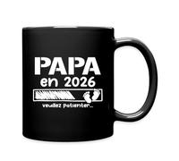 Spreadshirt Cadeau Papa En 2026 Futur Père Humour Mug Tasse, taille unique, noir
