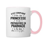 Spreadshirt Cadeau Pharmacienne Princesse Et Préparatrice En Pharmacie Mug Bicolore, taille unique, blanc/rose