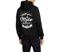 Spreadshirt Cadeau pour Motards - La Moto m'appelle - Montagnes Sweat À Capuche Homme Premium, L, Noir
