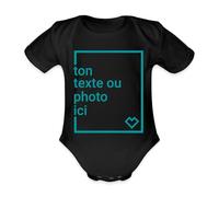 Spreadshirt® Cadeaux de bébé personnalisables Créez votre propre design avec photo et texte Body Bébé Bio Manches Courtes, 0-3 mois, noir