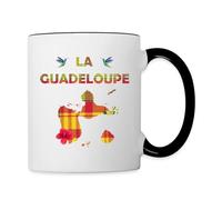 Spreadshirt Carte La Guadeloupe Madras Tropicale Cadeau Guadeloupéen Mug Bicolore, taille unique, blanc/noir