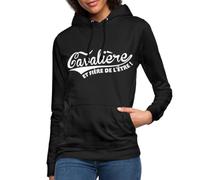 Spreadshirt Cavalière Et Fière De l'Être Équitation Sweat À Capuche Femme, M, Noir