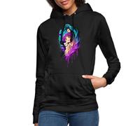 Spreadshirt Chaton Manga Girl Animé Idée De Cadeau Chat Coloré Mignon Sweat À Capuche Femme, M, Noir