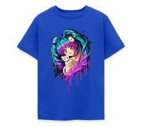 Spreadshirt Chaton Manga Girl Animé Idée De Cadeau Chat Coloré Mignon T Shirt Ado, 134/146 (9-11 Ans), Bleu Royal