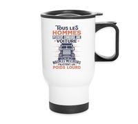 Spreadshirt Chauffeur Routier Humour Poids Lourd Cadeau Camion Mug isotherme avec poignée, taille unique, blanc