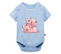 Spreadshirt Cochons Heureux En Pile. Body Manches Courtes Bébé Bio, 74 (6-9 mois), bleu clair