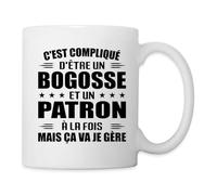 Spreadshirt Compliqué Être Un Bogosse Et Un Patron Mug Blanc, taille unique, blanc