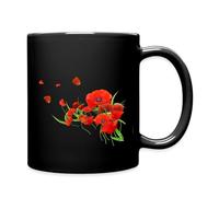 Spreadshirt Coquelicots Nature Fleurs Cadeau Mignon Mug Tasse, taille unique, noir