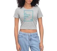 Spreadshirt Créez Votre Crop Top Personnalisé avec Texte ou Photo Imprimée Crop Top, M, Gris chiné