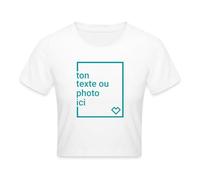 Spreadshirt Créez Votre Crop Top Personnalisé avec Texte ou Photo Imprimée Crop Top, XL, Blanc