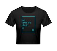 Spreadshirt Créez Votre Crop Top Personnalisé avec Texte ou Photo Imprimée Crop Top, XS, Noir