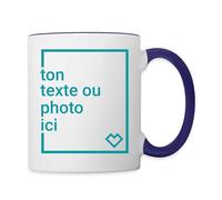Spreadshirt Créez Votre Propre Tasse Personnalisée avec Texte ou Photo Individuelle Mug Bicolore, taille unique, blanc/bleu cobalt