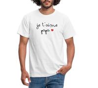 Spreadshirt Cœur Je t'aime Papa T-Shirt Homme, L, Blanc
