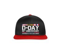 Spreadshirt D-Day 80e Anniversaire 1944-2024 Débarquement Normandie Omaha Beach Casquette Snapback, Taille Unique, Noir/Rouge