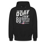 Spreadshirt D-Day Omaha Beach 80e Anniversaire 1944-2024 Débarquement Normandie Sweat À Capuche Unisexe, 3XL, Noir