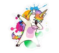 Spreadshirt Dab Licorne Drôle Licorne Autocollant/Sticker, 10 x 10 cm, brillant transparent