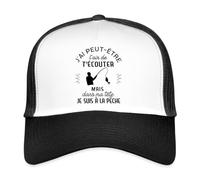 Spreadshirt dans Ma Tête J'suis À La Pêche Pêcheur Humour Citation Drôle Cadeau Casquette Trucker, Taille Unique, Blanc/Noir