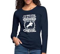 Spreadshirt dans Ma Tête sur Mon Cheval T-Shirt Manches Longues Premium Femme, XL, Bleu Marine
