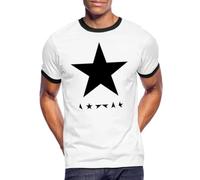 Spreadshirt David Bowie Blackstar Album Cover T-Shirt Contrasté Homme, XL, Blanc/Noir