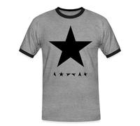 Spreadshirt David Bowie Blackstar Album Cover T Shirt Homme Contrasté, M, Gris chiné/Noir