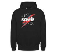 Spreadshirt David Bowie Écriture Ciel Ètoilé avec Flash Sweat À Capuche Unisexe, XL, Noir