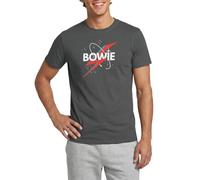 Spreadshirt David Bowie Écriture Ciel Ètoilé avec Flash T Shirt Homme, S, Charbon