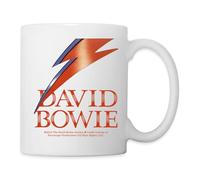 Spreadshirt David Bowie Lettrage Rouge Avec Flash Mug Blanc, taille unique, blanc