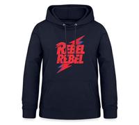 Spreadshirt David Bowie Rebel Rebel avec Flash Sweat À Capuche Femme, L, Marine