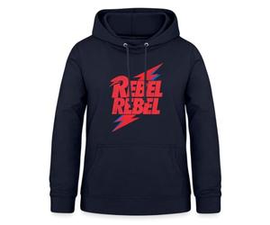 Spreadshirt David Bowie Rebel Rebel avec Flash Sweat À Capuche Femme, S, Marine