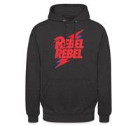 Spreadshirt David Bowie Rebel Rebel avec Flash Sweat À Capuche Unisexe, S, Charbon