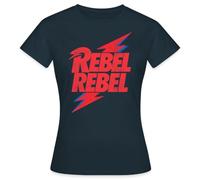 Spreadshirt David Bowie Rebel Rebel avec Flash T Shirt Femme, M, Marine