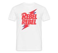Spreadshirt David Bowie Rebel Rebel avec Flash T Shirt Homme, S, Blanc