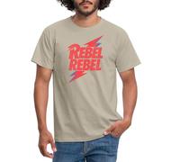 Spreadshirt David Bowie Rebel Rebel avec Flash T Shirt Homme, XL, Beige Sable