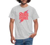 Spreadshirt David Bowie Rebel Rebel avec Flash T Shirt Homme, XL, Gris chiné