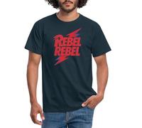 Spreadshirt David Bowie Rebel Rebel avec Flash T-Shirt Homme, XL, Marine
