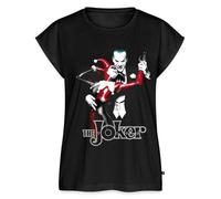 Spreadshirt DC Comics Batman Joker Et Harley Quinn T Shirt Femme À Manches Retroussées, M, Noir