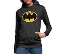 Spreadshirt DC Comics Batman Logo Usé Sweat À Capuche Femme, XL, Charbon