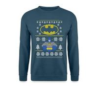Spreadshirt DC Comics Batman Ugly Christmas Noël Sweat Unisexe, S, Bleu Indigo