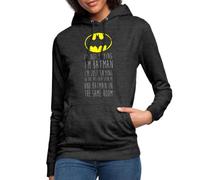 Spreadshirt DC Comics Citation Batman Super-Héros Phrase Drôle Sweat À Capuche Femme, L, Charbon