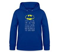 Spreadshirt DC Comics Citation Batman Super-Héros Phrase Drôle Sweat À Capuche Femme, XL, Bleu Royal