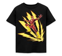 Spreadshirt DC Comics Ligue De Justice D'Amérique Flash T Shirt Enfant, 122/128 (7-8 Ans), Noir