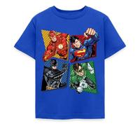Spreadshirt DC Comics Ligue De Justice D'Amérique Héros T-Shirt Enfant, 110/116 (5-6 Ans), Bleu Royal