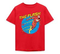 Spreadshirt DC Comics Ligue De Justice D'Amérique The Flash T Shirt Enfant, 110/116 (5-6 Ans), Rouge