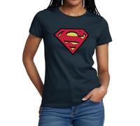 Spreadshirt DC Comics Superman Logo Classique T-Shirt Femme, M, Marine
