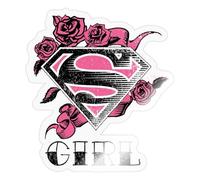 Spreadshirt DC Comics Superman Logo Roses Girl Autocollant/Sticker, 10 x 10 cm, brillant transparent