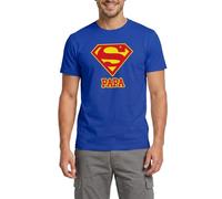Spreadshirt DC Comics Superman Logo Super Papa T Shirt Homme, 4XL, Bleu foncé