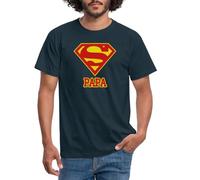 Spreadshirt DC Comics Superman Logo Super Papa T Shirt Homme, L, Marine